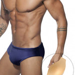 Men's Seamless Comfort Solid Color Shiny Swim Briefs
