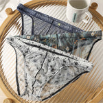 4 Pack Men's Trendy Print Low-Rise U-Pouch & Breathable Mesh Briefs