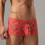 2 Pack Men's Low-Rise Cotton Boxer Shorts with Playful Print