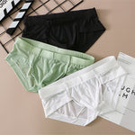 3 Pack Men's Skin-Friendly Solid Color Supportive Pouch Stretch Fit Cooling Briefs