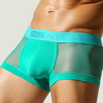 2 Pack Men's Stay-Put Fit Lightweight & Airy Solid Color Semi-Transparent Trunks