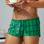 2 Pack Men's Cotton Plaid Boxers with 3D U-Pouch and Button Fly