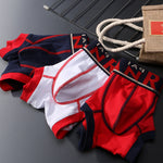 3 Pack Men's Spliced Color Breathable Cotton Trunks