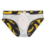 Men's Banana Print Swim Briefs with Removable Pad