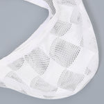 2 Pack Men's U-Pouch Large Pouch Low Rise Sheer Breathable Plaid Thongs