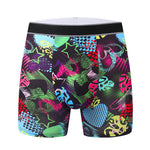 4 Pack Men's Graffiti Cartoon Print Skin-Friendly Mid-Rise Boxer Briefs