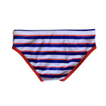 Men's Blue & White Striped Comfy Waistband Swim Briefs
