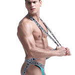 Men's Sexy Mesh U-convex Large Pouch Breathable Vest One-piece Suspender T-back
