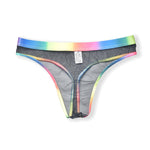 3-pack Men's Rainbow Trim Sheer Mesh Thong