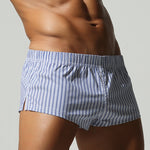 2 Pack Men's Breathable Cotton Classic Pinstripe Home Shorts