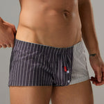 2 Pack Men's Fashionable Cotton Lounge Shorts with Stripe Patchwork