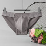 2 Pack Men's Solid Color Low Rise Sweat-Absorbent Large U-Shaped Small Pocket Briefs