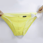 Men's Sexy Translucent Lace-up Briefs with Unfastened U-shaped Large Pouch