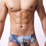 4 Pack Men's Breathable & Quick-Dry Printed U-Pouch Mesh T-Back Trunks