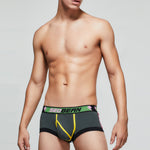 2 Pack Men's Cotton Sport Trunks with U-Pouch & Color-Block Design