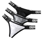3 Pack Men's Comfy Wide Waistband Breathable Durable Stretch Thongs