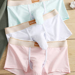 3 Pack Men's Elephant Trunk Separate Cotton Sexy Mid-Rise Solid Color Trunks