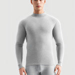 Men's Pure Cotton Mid-Neck Thin Base-Layer Seamless Comfort Thermal Sets