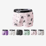 4-Pack Men's Trendy Print Ice Silk Mid-Rise Trunks