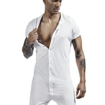Men’s Button-Front One-Piece Romper – Soft, Stretchy & Comfortable Fit