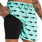 Men's Quick-Dry Digital Print Double-Layer Board Shorts