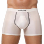 3 Pack Men's Ice Silk Full-Coverage Antibacterial Mid-Rise Boxer Briefs