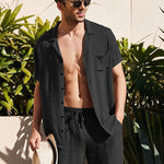 Men’s Button Down Short Sleeve Shirt Top and Shorts Set