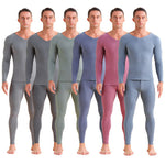Men's V-neck Fleece Thermal Underwear Set