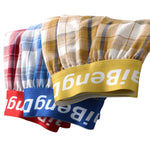 2 Pack Men's Mid-Rise Premium Cotton Plaid Quick-Dry Boxer Shorts