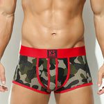 2 Pack Men's Sexy Mesh Camouflage Quick-Dry Large Pouch Low-Rise Trunks