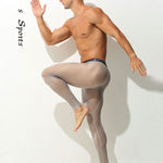 Men's Ice Silk Full Transparent Sexy Fitness Pants Sports Tights