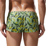 2 Pack Men's Banana Print Cotton Lounge Shorts with Button Fly