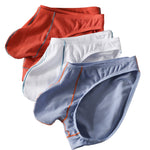 4 Pack Men's Low-Rise Textured Solid Briefs with Enhanced Pouch