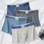 3 Pack Men's Striped Cotton Blend Trunks