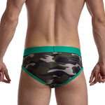 2 Pack Men's Sexy Sheer Camouflage Print Mesh Low-Rise Breathable & Quick-Dry Briefs