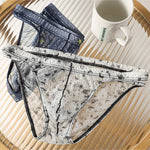 4 Pack Men's Trendy Print Low-Rise U-Pouch & Breathable Mesh Briefs