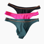 4 Pack Men's Low-Rise Solid Thongs with Reinforced Edging