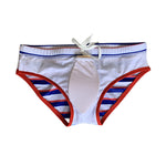 Men's Blue & White Striped Comfy Waistband Swim Briefs
