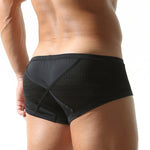 2 Pack Men's Sexy Semi-Sheer Lace Mesh Trunks with Contoured U-Pouch