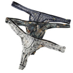 4 Pack Men's Trendy Prints U-Pouch Mesh & Breathable Thongs
