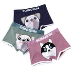 3 Pack Men's Comfortable Cotton Printed Mid-Rise Anti-Chafing Trunks