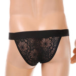 2 Pack Men's Silky Touch Black Sexy Lace Lightweight & Airy Skin-Friendly Bikini