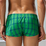 2 Pack Men's Cotton Plaid Boxers with 3D U-Pouch and Button Fly