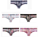 4-pack Men's Lace Print Sheer Mesh Bohemian Boxer Briefs