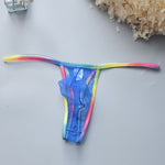 3-pack Men's Sexy Rainbow Transparent Convex Pouch Breathable Thong