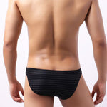 4 Pack Men's U-Pouch Striped Low-Rise Breathable & Sexy Briefs