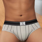 4 Pack Men's Striped Design Soft-Touch Cotton Fabric Breathable Briefs