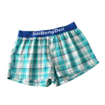 2 Pack Men's Mid-Rise Premium Cotton Plaid Quick-Dry Boxer Shorts