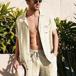Men’s Button Down Short Sleeve Shirt Top and Shorts Set