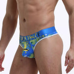 3 Pack Men's Trendy Prints Comfort U-Pouch Design Mesh Breathable Thongs